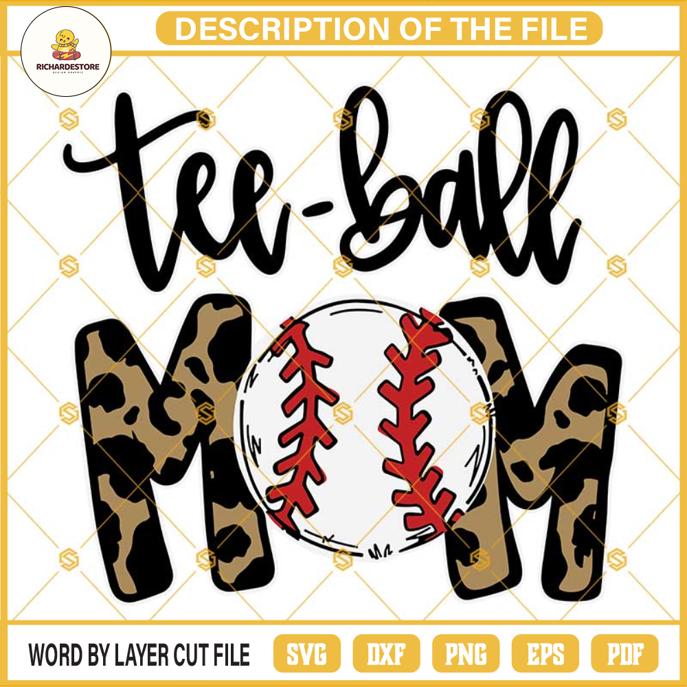 Teeball Mom Svg, Mother's Day Gift Svg, Teeball Mom Svg, Leopard Ball Svg, Leopard Ball Mom Svg Dxf Eps Png Cut Files Clipart Cricut Silhouette.jpg