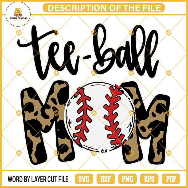 Teeball Mom Svg, Mother's Day Gift Svg, Teeball Mom Svg, Leopard Ball Svg, Leopard Ball Mom Svg Dxf Eps Png Cut Files Clipart Cricut Silhouette.jpg