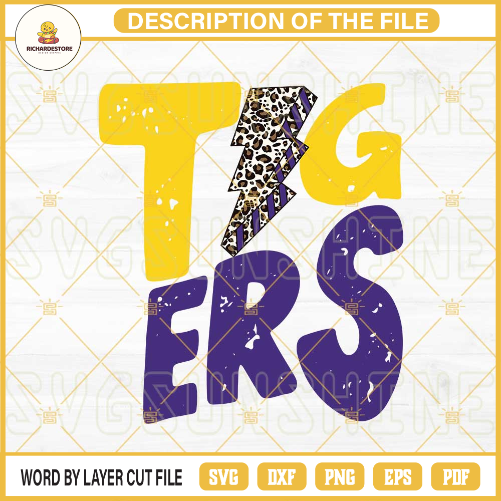 Tigers Leopard Lightning Bolt SVG PNG DXF EPS Cut Files For Cricut Silhouette.jpg