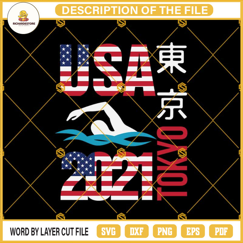 Tokyo Olympics 2021 USA Svg, Team Swimming American Flag Svg, Olympics Svg, Swimming Svg.jpg