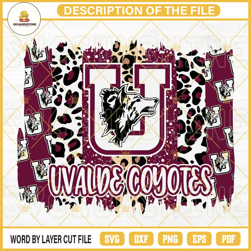 Uvalde Coyotes SVG, Uvalde SVG, Leopard Uvalde SVG PNG DXF EPS Cut Files.jpg