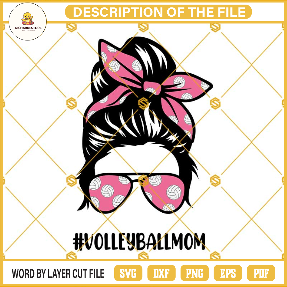 Volleyball Mom Messy Bun Svg, Mom Life Messy Bun Funny Svg, Volleyball Mom Svg.jpg