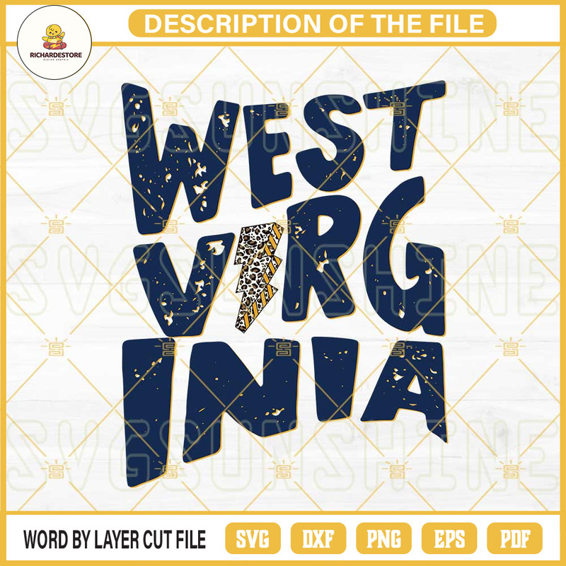 West Virginia Leopard Lightning Bolt SVG, West Virginia SVG PNG DXF EPS Cricut Silhouette.jpg