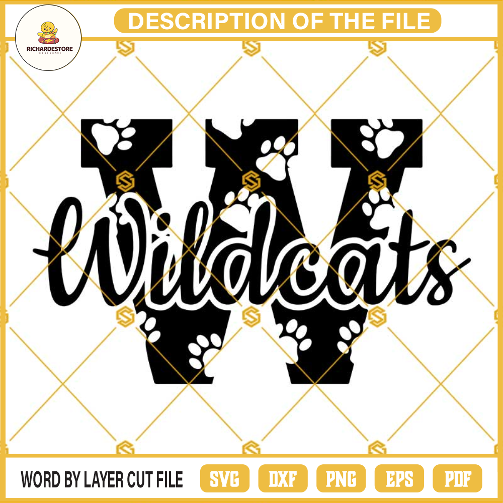 Wildcats football SVG, Paw print SVG, Cheerleader SVG, Cheer mom SVG Letter monogram SVG.jpg