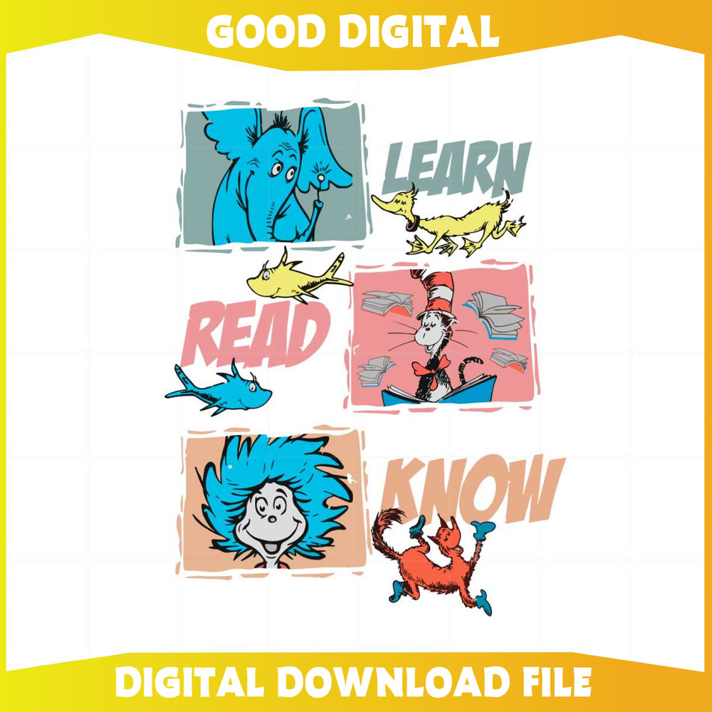 Dr Seuss Learn Read Know Funny Cat In The Hat Svg Cutting Files.jpg