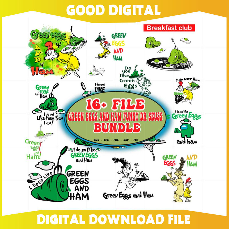 Green Eggs And Ham Funny Dr Seuss Bundle SVG Cutting Files.jpg