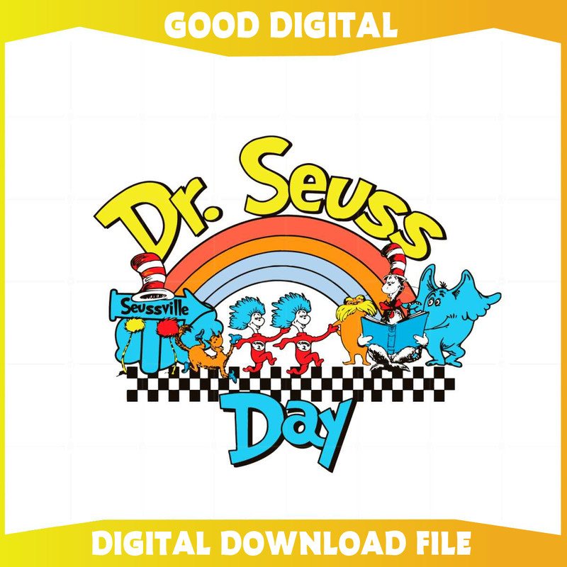 Happy Dr Seuss Day Dr Seuss Rainbow SVG Graphic Designs Files.jpg