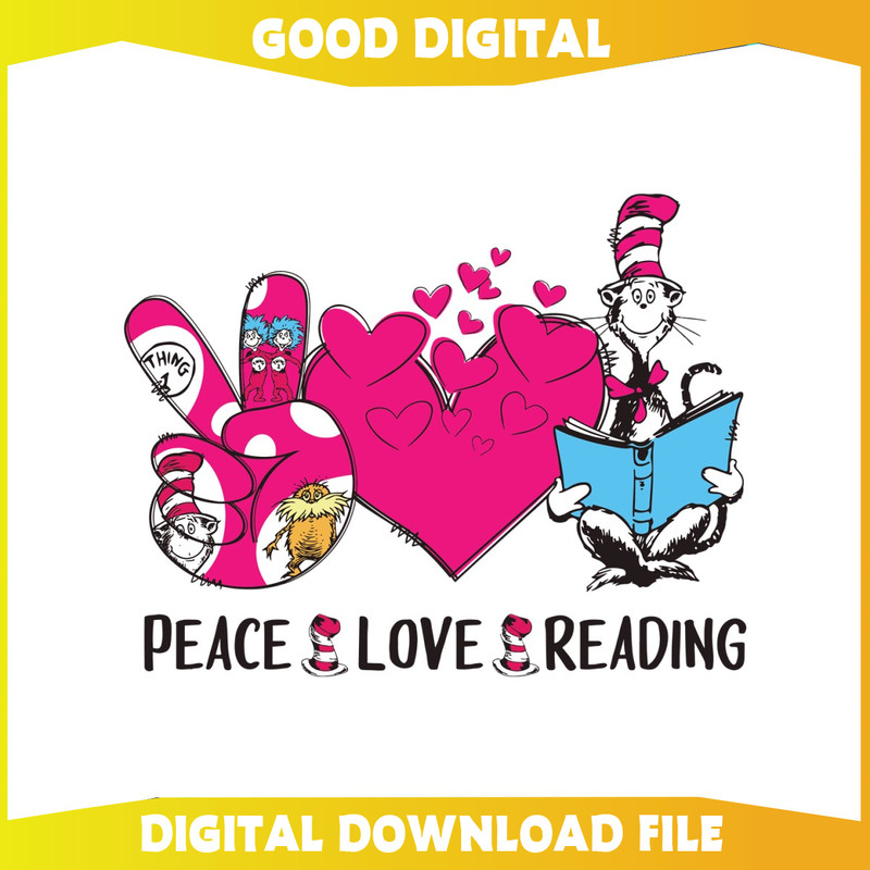 Retro Peace Love Reading Dr Seuss SVG.jpg