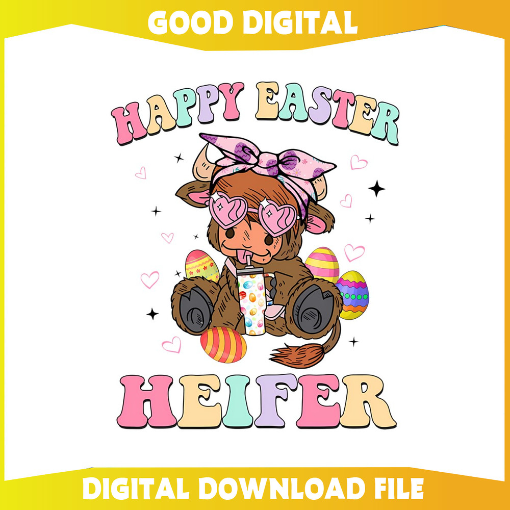 Cute Happy Easter Heifer Cow PNG.jpg