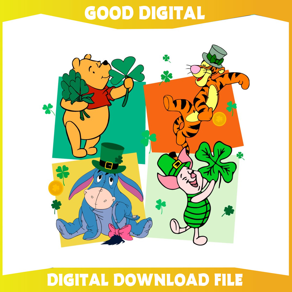Disney Pooh Characters Lucky Patricks Day SVG.jpg