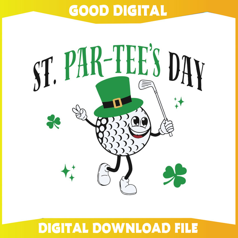 Funny St ParTees Day Golf Lucky Shamrock SVG.jpg