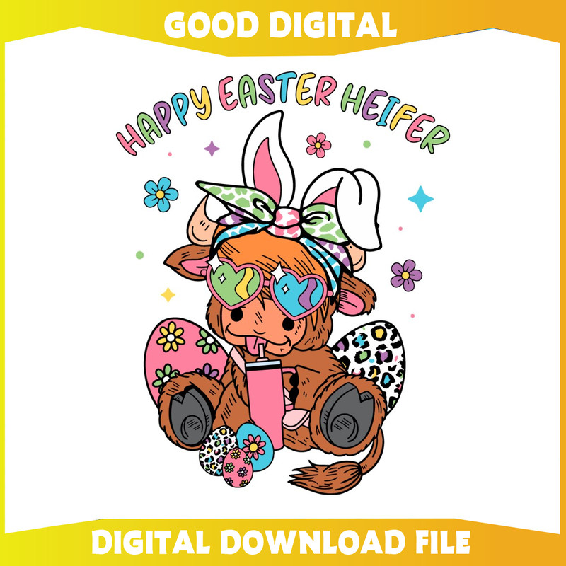 Happy Easter Heifer Highland Cow SVG.jpg