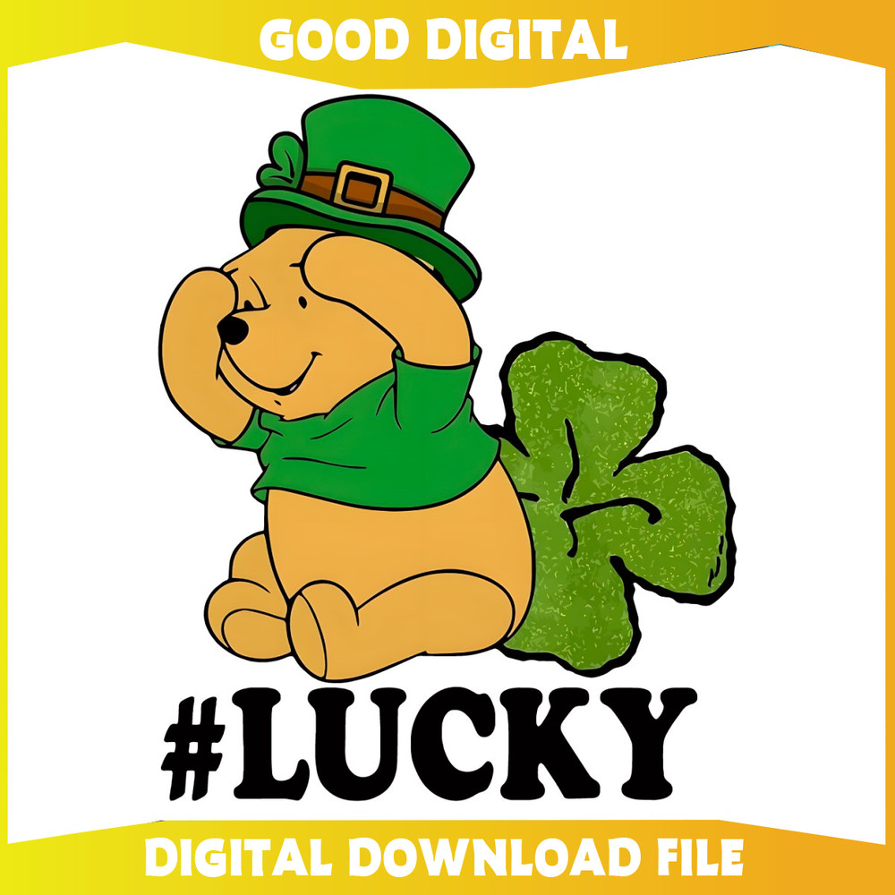 Lucky Winnie The Pooh St Patricks Day PNG.jpg