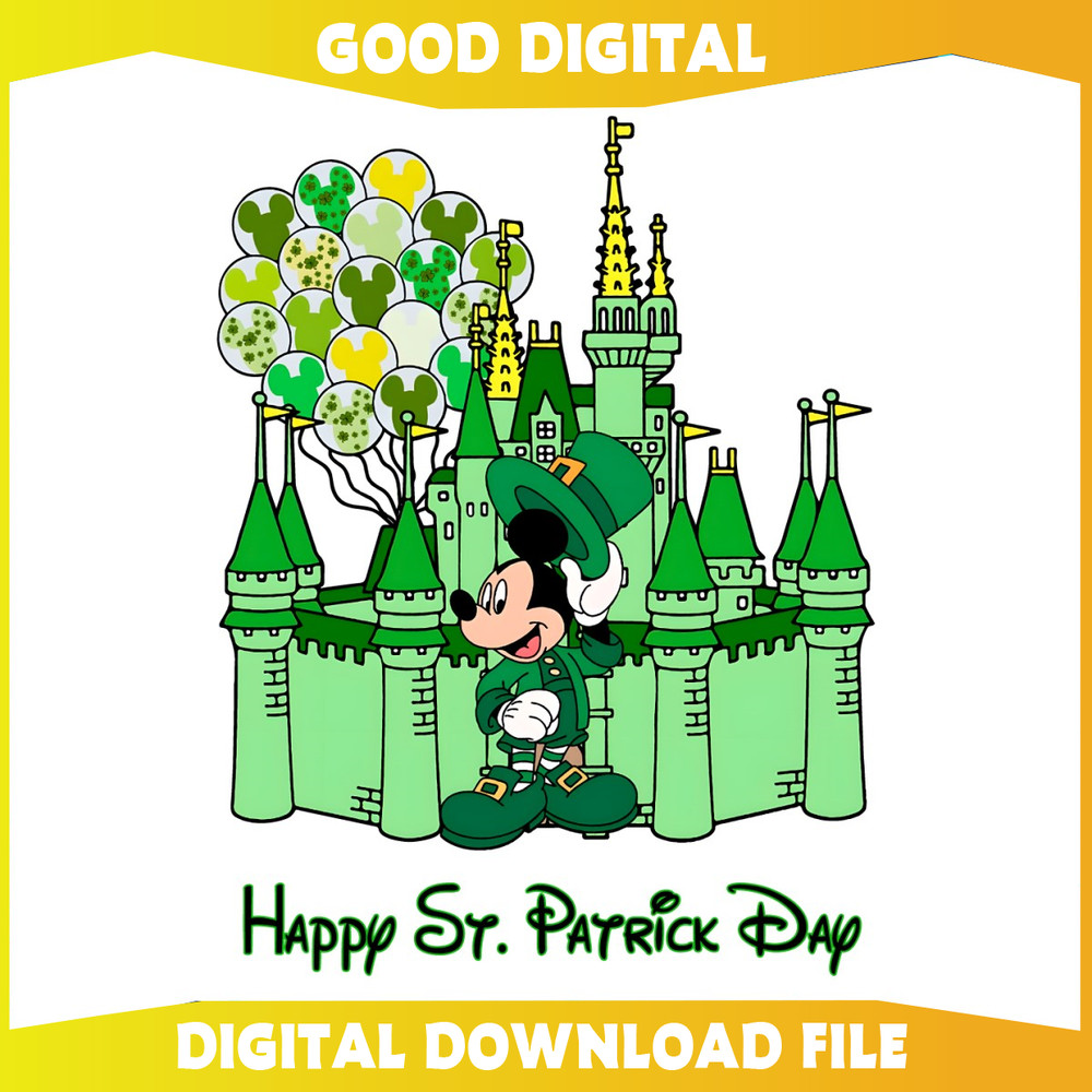 Mickey Castle Happy St Patrick Day PNG.jpg