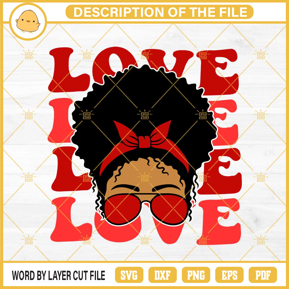 Afro Woman Love SVG, Afro Woman Valentine SVG PNG EPS DXF File.jpg