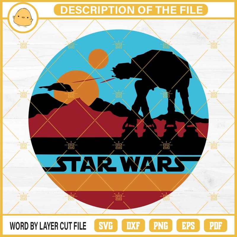 AT-AT Walker Star Wars Retro Sunset SVG PNG EPS DXF File.jpg