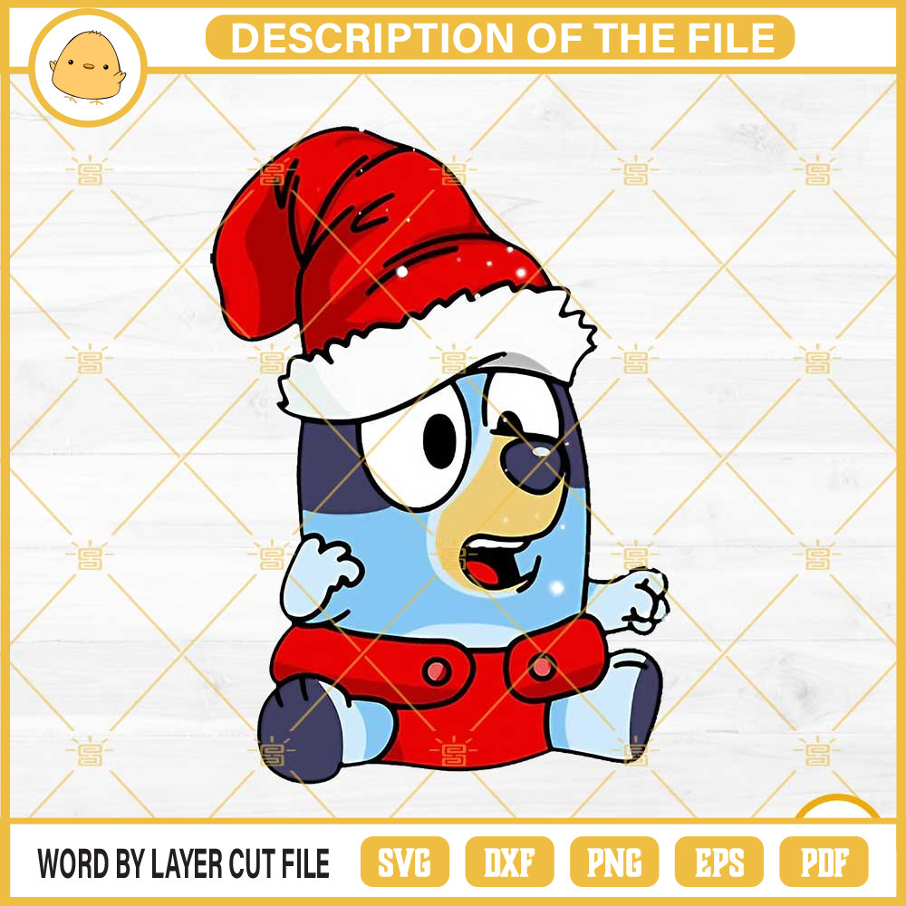 Baby Bluey Santa Hat PNG, Bluey Christmas PNG Design File.jpg