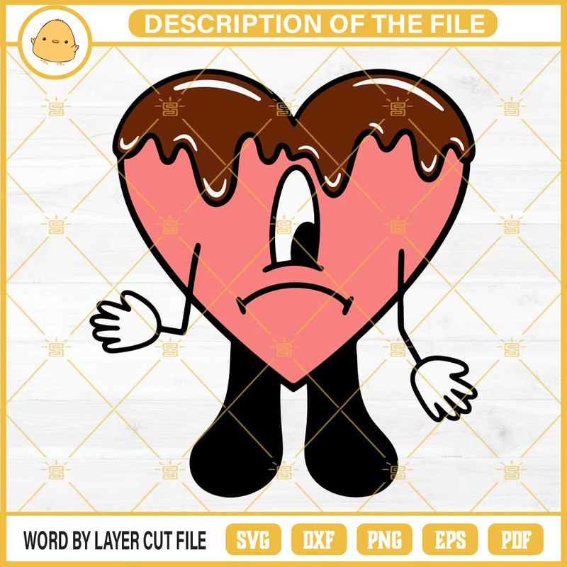 Bad Bunny Chocolate Heart SVG, Bad Bunny Valentine SVG PNG EPS DXF File.jpg