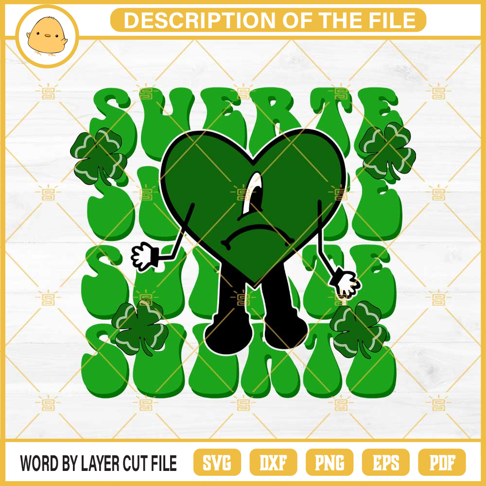 Bad Bunny Heart Patrick's Day SVG, Bad Bunny SVG PNG EPS DXF File.jpg