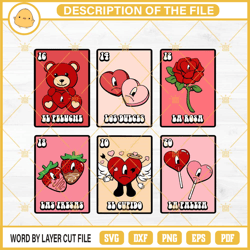 bad bunny valentine svg, bad bunny valentines day loteria sticker bundle svg cut111