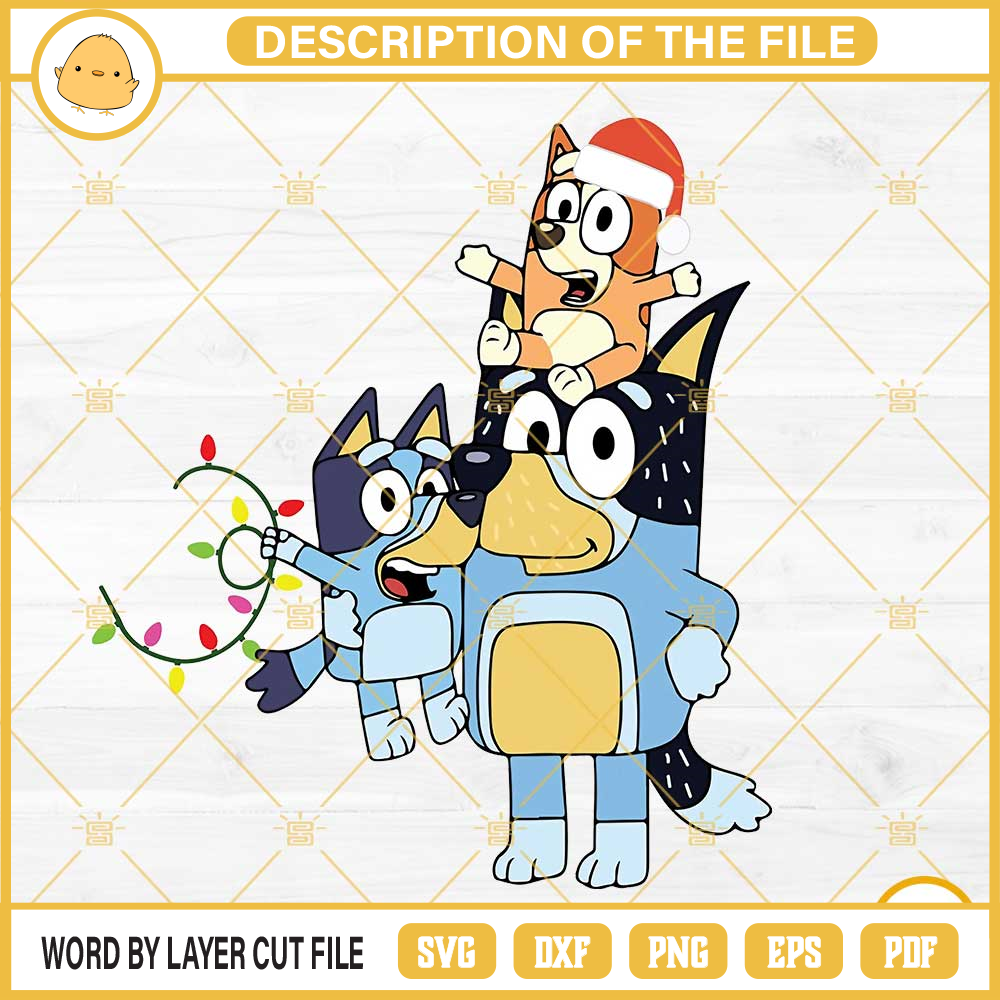 Bandit Heeler Bluey And Bingo Merry Christmas PNG, Bluey Christmas PNG Design File.jpg