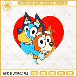 bluey and bingo hugging heart svg, bluey valentine svg, bluey and bingo love svg198