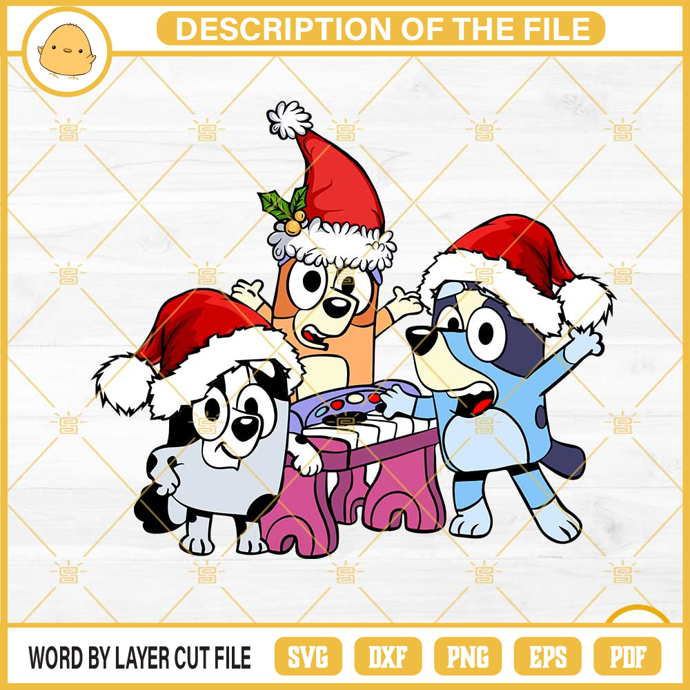 Bluey Bingo And Muffin Santa Hat Christmas PNG Design Files.jpg