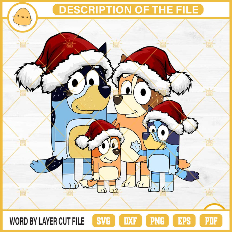 Bluey Family Santa Hat Christmas PNG Design Files.jpg
