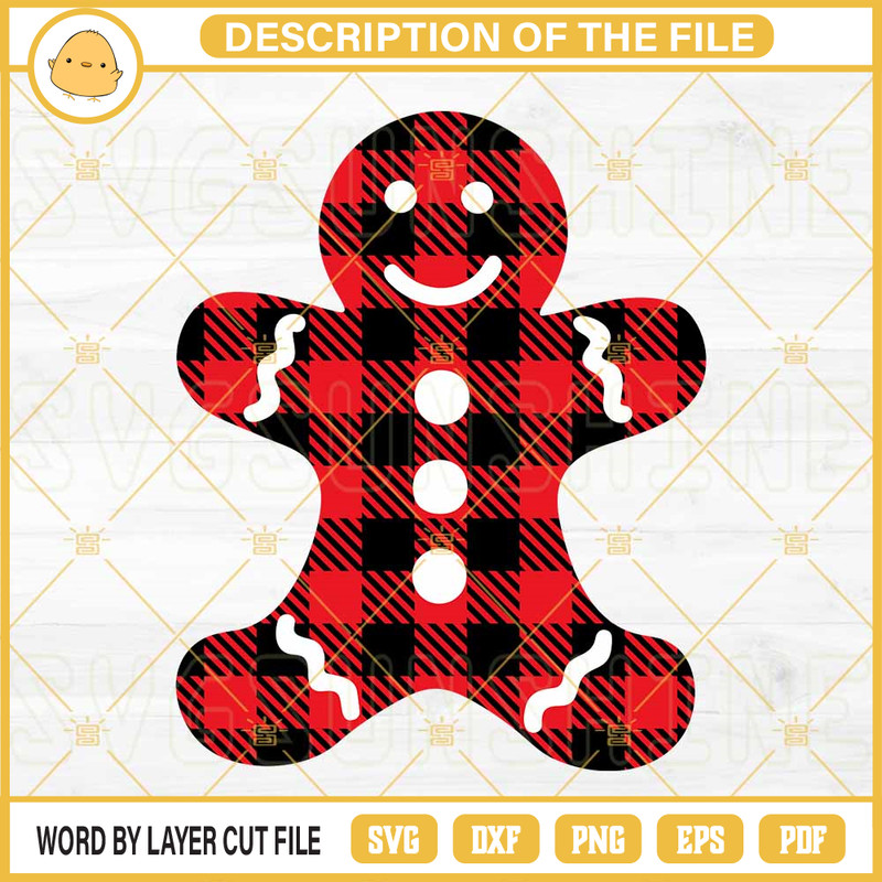 Buffalo Plaid Gingerbread Man SVG, Ginger Man Christmas SVG PNG EPS DXF.jpg