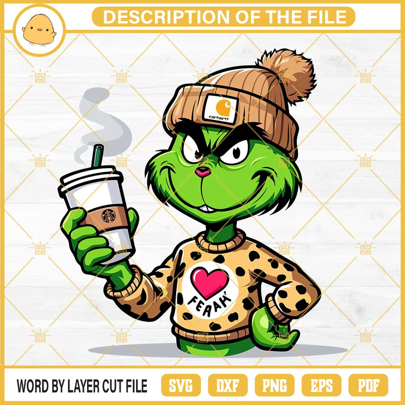 Carhartt Grinch Coffee SVG, Bougie Grinch SVG, Grinch Starbucks Cup SVG PNG Files.jpg