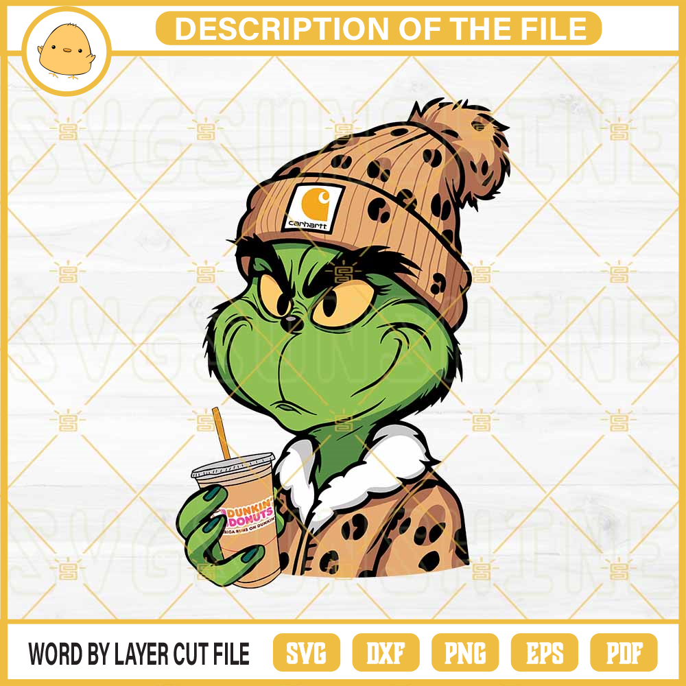 Carhartt Grinch Dunkin Donuts SVG, Bougie Grinch Leopard SVG, Dunkin Donuts Grinch Christmas SVG PNG Files.png
