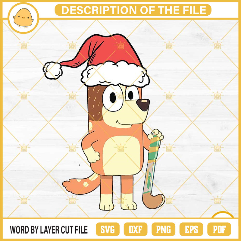 Chilli Heeler Santa Hat Christmas PNG, Bluey Christmas PNG.jpg