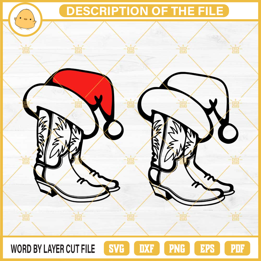 Cowboy Boots Santa Hat SVG, Cowgirl Merry Christmas SVG PNG EPS DXF Files.jpg