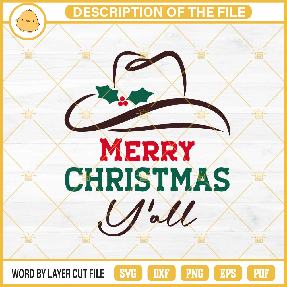Cowboy Hat Merry Christmas SVG, Western Christmas Y'all SVG.jpg