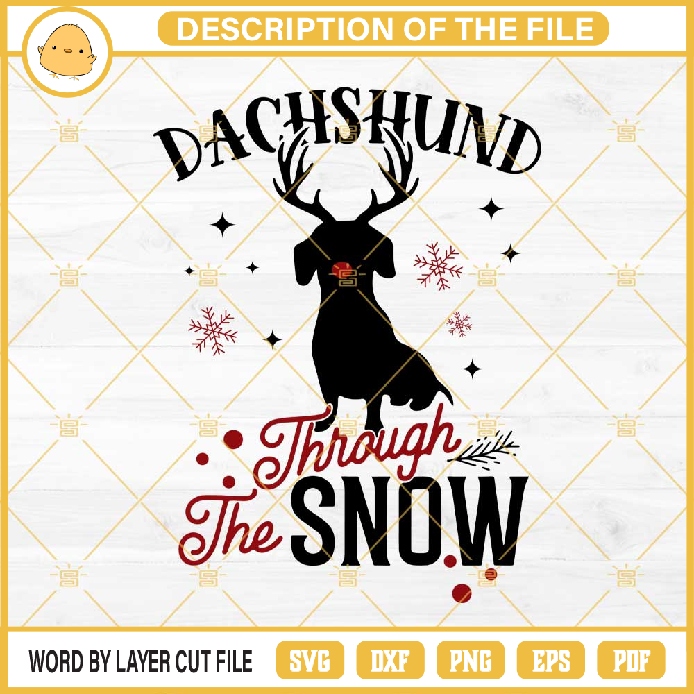 Dachshund Through The Snow SVG, Dachshund Merry Christmas SVG EPS PNG DXF.jpg