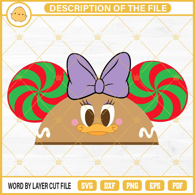 Daisy Duck Gingerbread Hat Ears SVG, Disney Christmas SVG PNG DXF EPS.jpg