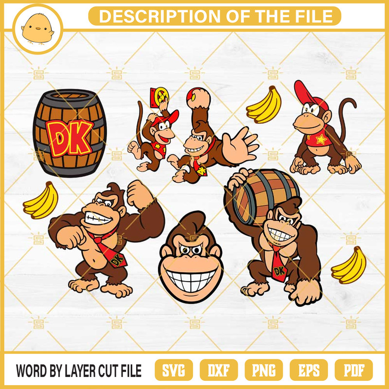 Donkey Kong Bundle SVG, Donkey Kong And Diddy Kongs SVG EPS PNG DXF.jpg