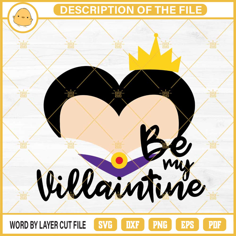 Evil Queen Snow White Heart SVG, Be My Valentines SVG, Disney Princess Villains Valentines SVG.jpg