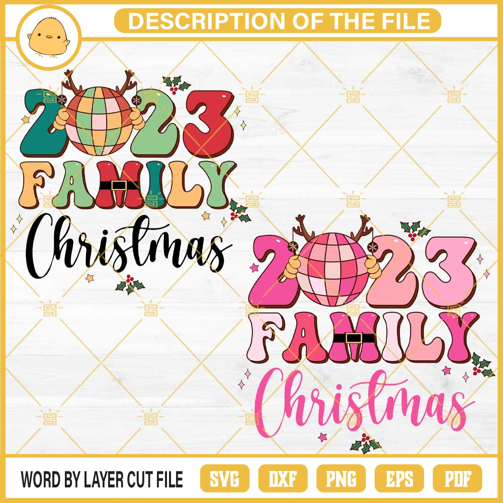 Family Christmas 2023 SVG Bundle, Disco Ball Christmas SVG PNG DXF EPS SVG.jpg