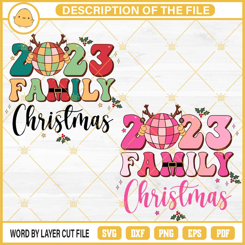 Family Christmas 2023 SVG Bundle, Disco Ball Christmas SVG PNG DXF EPS SVG.jpg