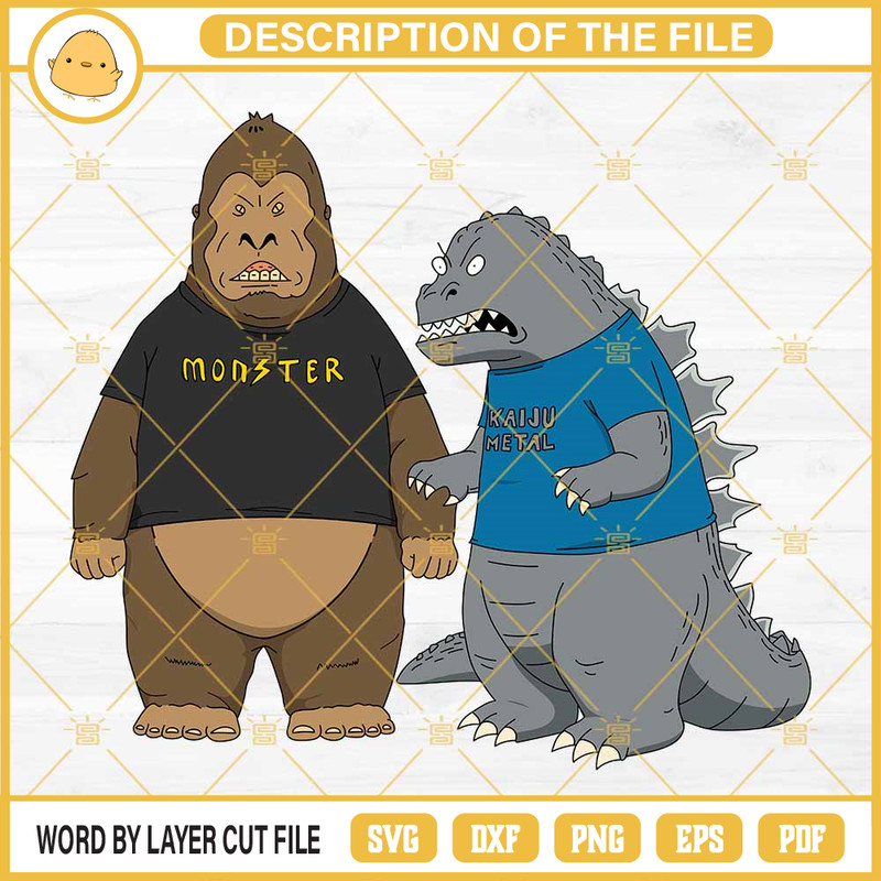 Godzilla x Kong SVG, Kaiju Metal SVG PNG EPS DXF File.jpg