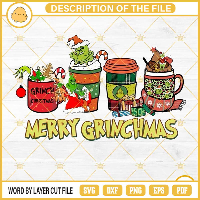 Grinch Christmas Coffee Cup PNG, Merry Grinchmas PNG File Designs.jpg