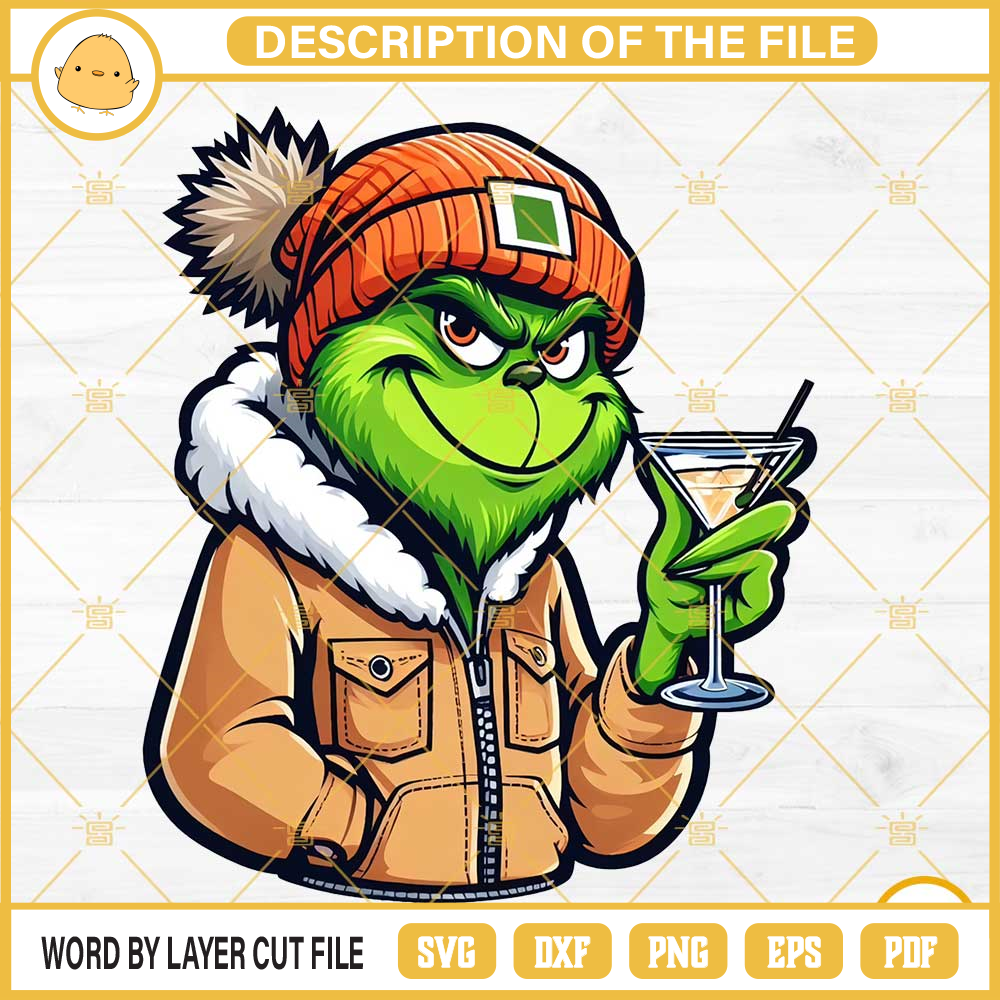 Grinch With Margarita PNG, Grinch Drinking Cocktail tequila PNG.jpg