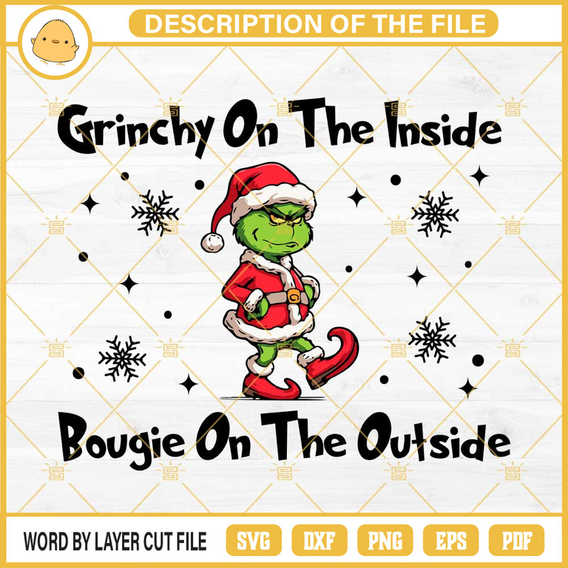 Grinchy On The Inside Bougie On The Outsite SVG, Baby Grinch Santa Claus SVG PNG EPS DXF File.jpg