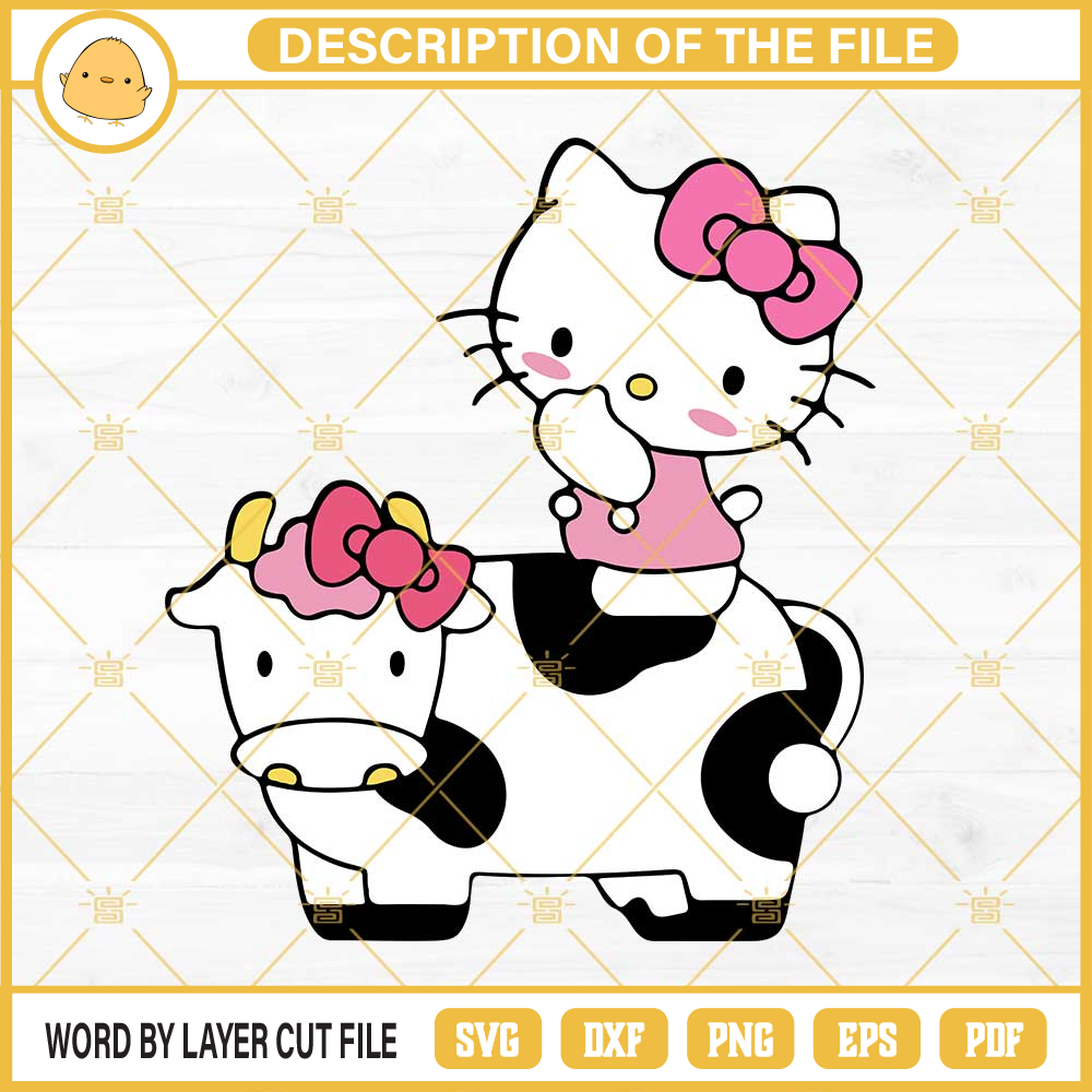 Hello Kitty And Cow SVG EPS PNG DXF.jpg