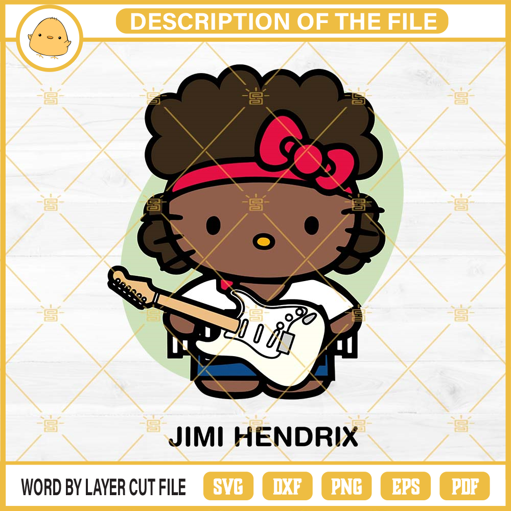 Hello Kitty Jimi Hendrix SVG, Jimi Hendrix SVG PNG EPS DXF File.jpg