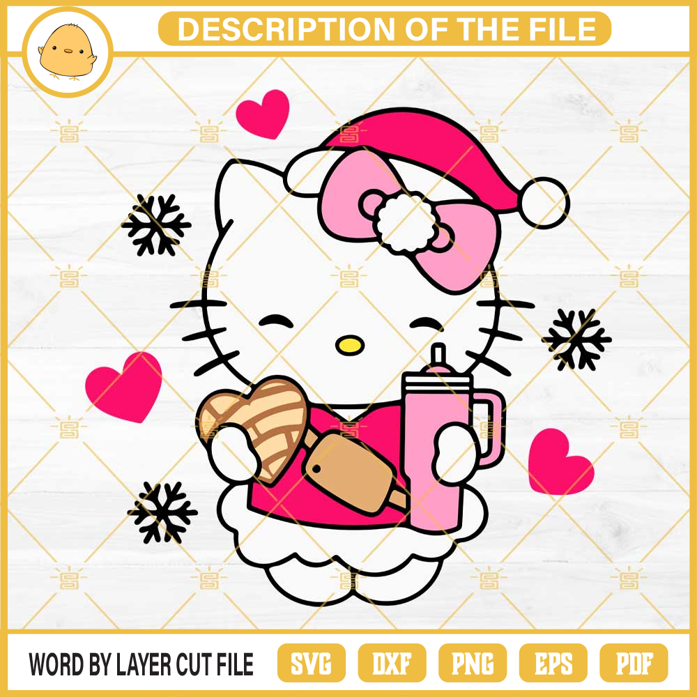 Hello Kitty Stanley Cup And Concha Cake SVG, Hello Kitty Merry Christmas SVG PNG EPS DXF.jpg