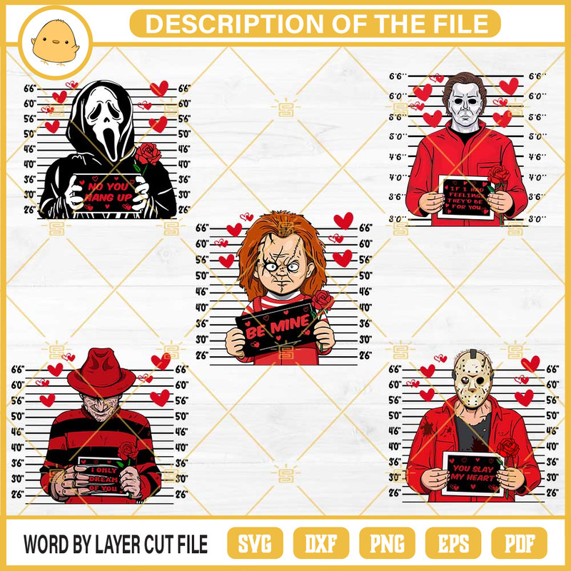 Horror Valentine SVG Bundle, Horror Killer Character Movie Valentines SVG, Be Mine Valentine SVG.jpg