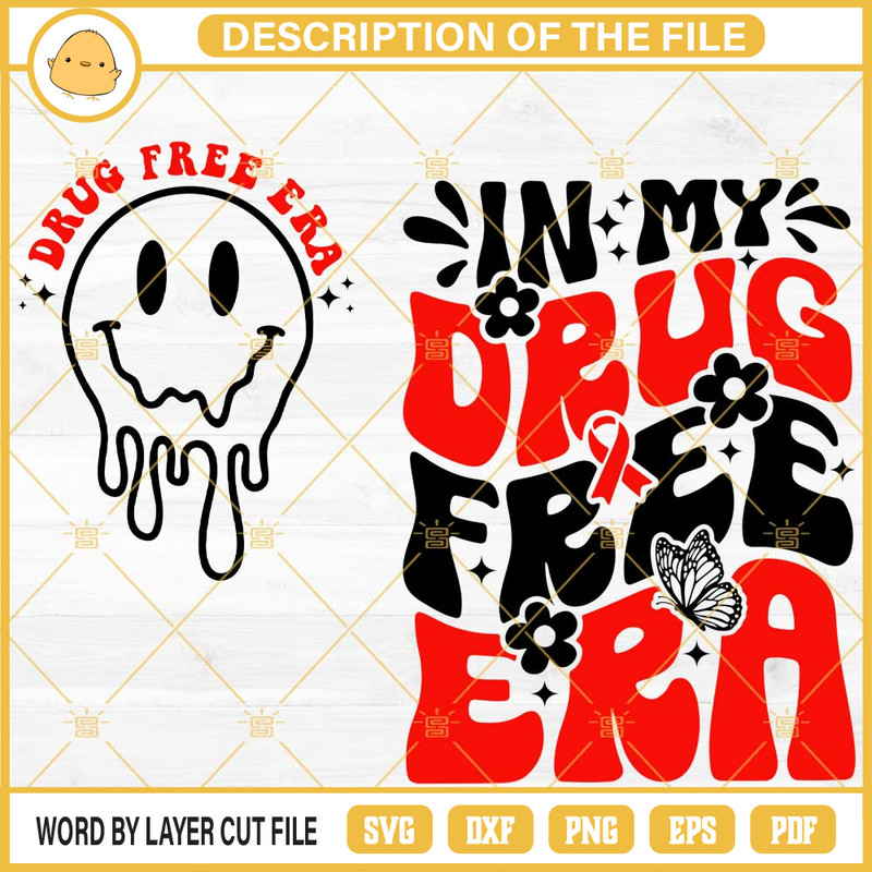 In My Drug Free Era SVG, Smiley Face SVG, Red Ribbon Week SVG.jpg