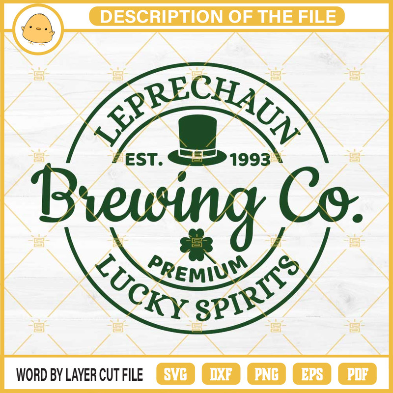 Leprechaun Brewing Co Premium Lucky Spirits SVG, Irish Funny SVG PNG EPS DXF File.jpg